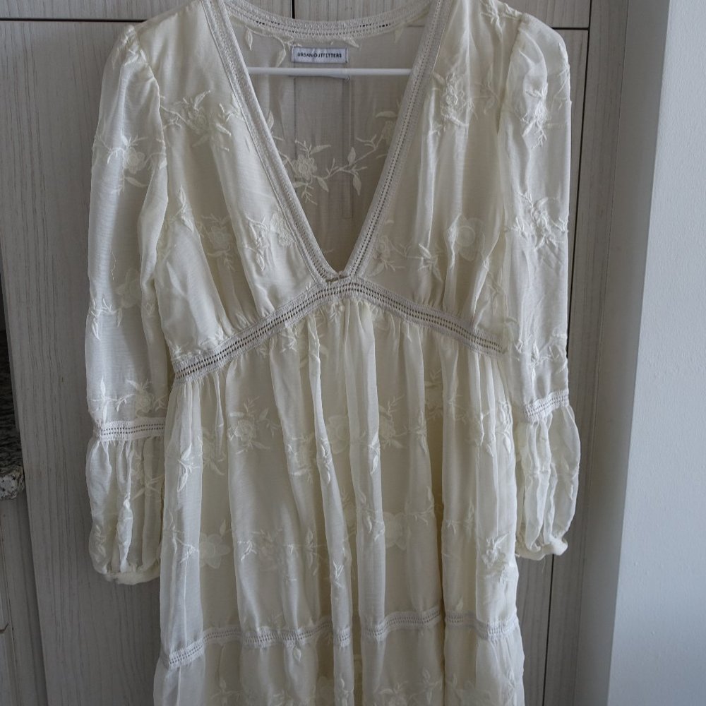 Bohemian Flowy White Sheer Dress Urban Outfitters